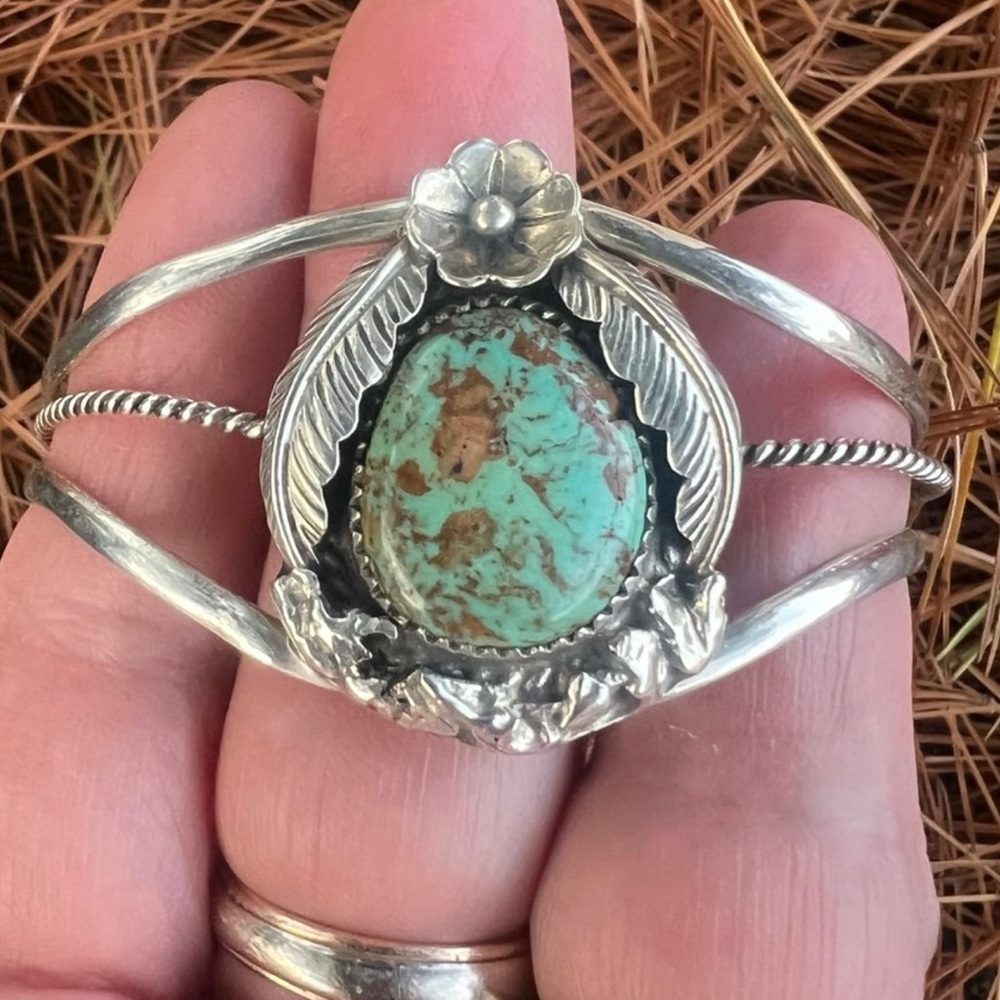 Sterling turquoise southwestern cuff bracelet